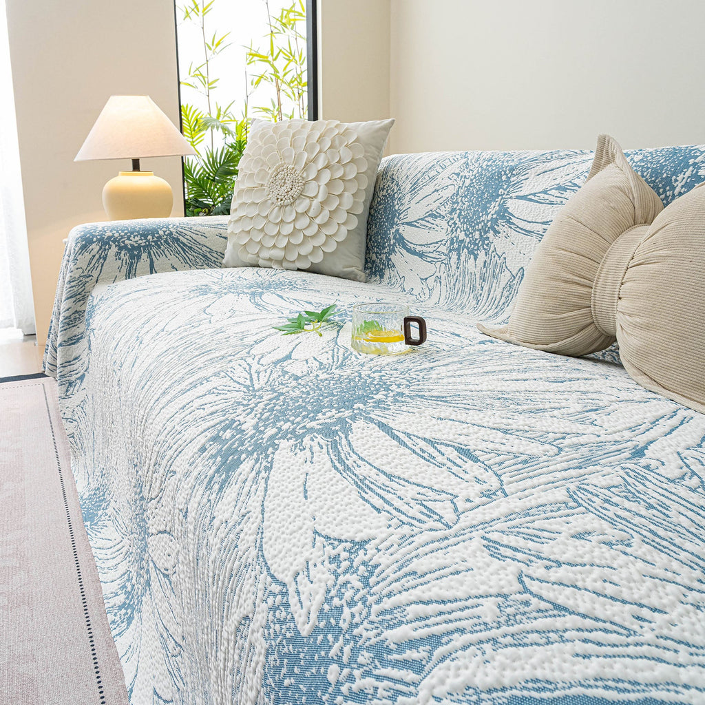 Cooling Botanical Jacquard Couch Cover Decorative Furniture Cover for Loveseat & Sofas