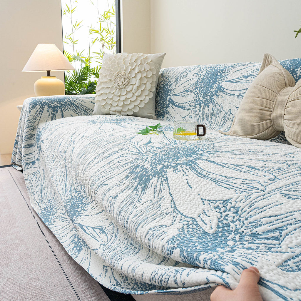 Cooling Botanical Jacquard Couch Cover Decorative Furniture Cover for Loveseat & Sofas