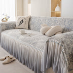 French Chic Style Ruffle Rose Cover Throw for Sofas, Decorative Sectional Covers
