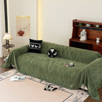 Washable Textured Sofa Cover Throw for Pets, Dogs Furniture Protector with Tassels