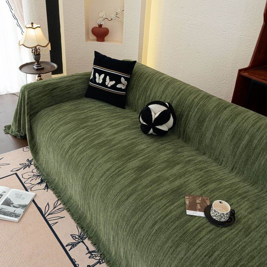 Washable Textured Sofa Cover Throw for Pets, Dogs Furniture Protector with Tassels