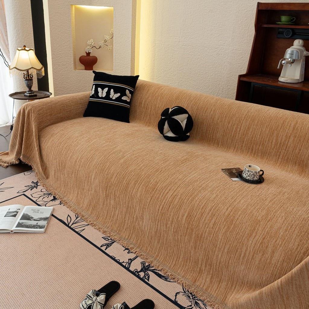Washable Textured Sofa Cover Throw for Pets, Dogs Furniture Protector with Tassels