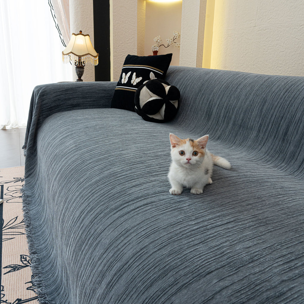 Washable Textured Sofa Cover Throw for Pets, Dogs Furniture Protector with Tassels
