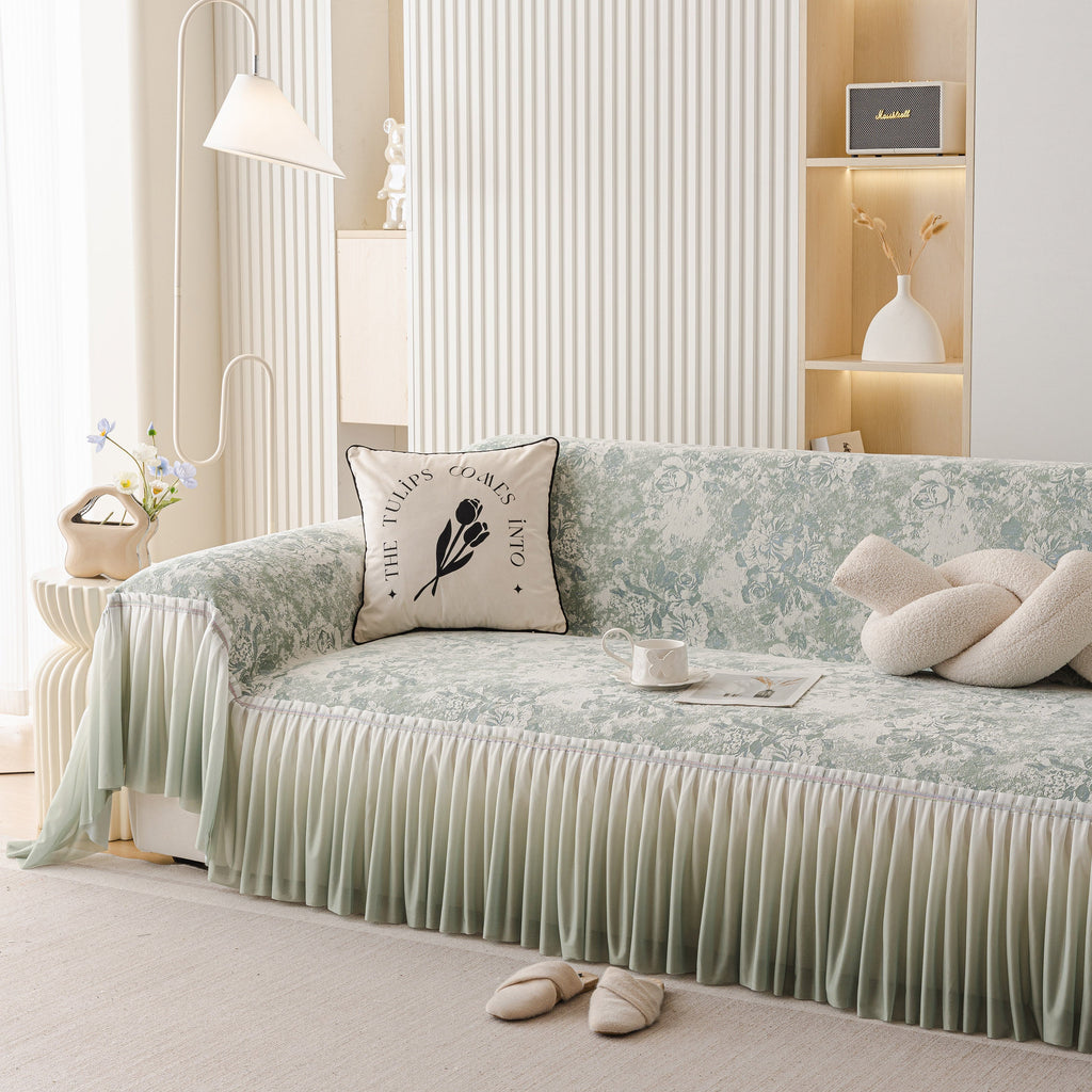 French Chic Style Ruffle Rose Cover Throw for Sofas, Decorative Sectional Covers