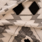 Bohemian Tufted Sofa Cover, Soft Sherpa Fleece Throw Blanket with 3D Aztec Geometric