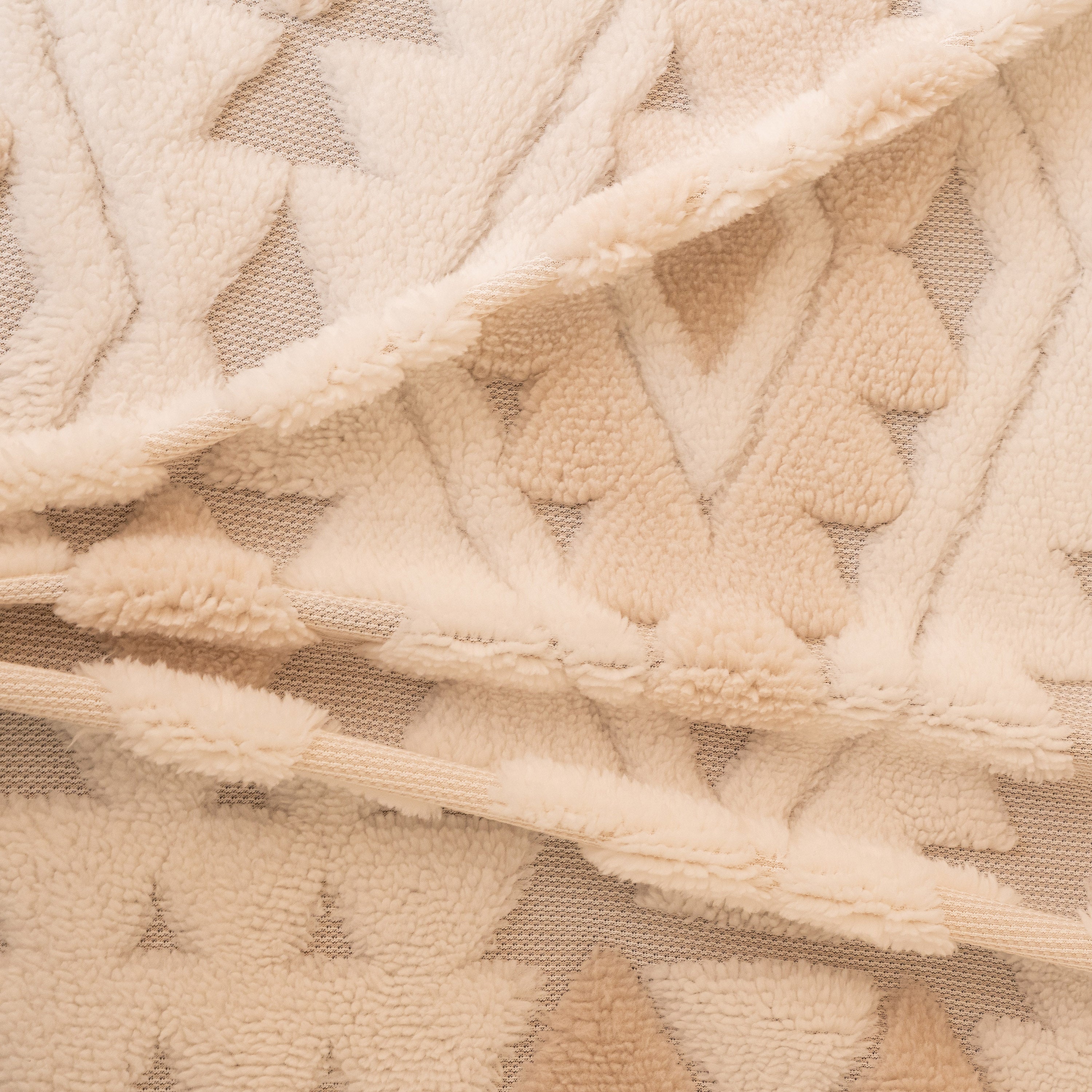 Bohemian Tufted Sofa Cover, Soft Sherpa Fleece Throw Blanket with 3D Aztec Geometric