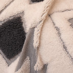 Bohemian Tufted Sofa Cover, Soft Sherpa Fleece Throw Blanket with 3D Aztec Geometric