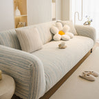 Ribbed Washable Sofa Cover, High Stretch Striped Couch Slipcover with Tie Straps