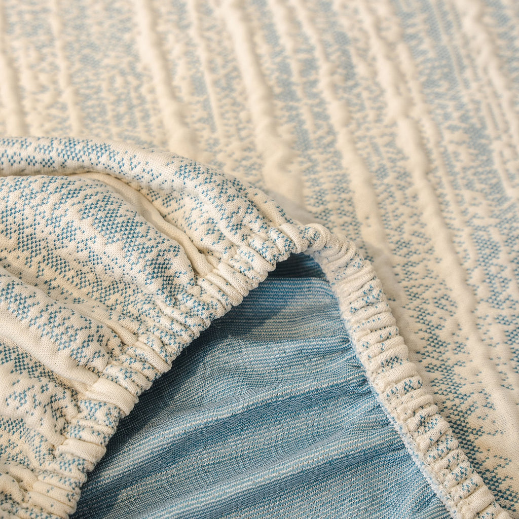 Ribbed Washable Sofa Cover, High Stretch Striped Couch Slipcover with Tie Straps