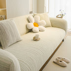 Ribbed Washable Sofa Cover, High Stretch Striped Couch Slipcover with Tie Straps