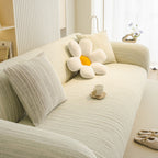 Ribbed Washable Sofa Cover, High Stretch Striped Couch Slipcover with Tie Straps