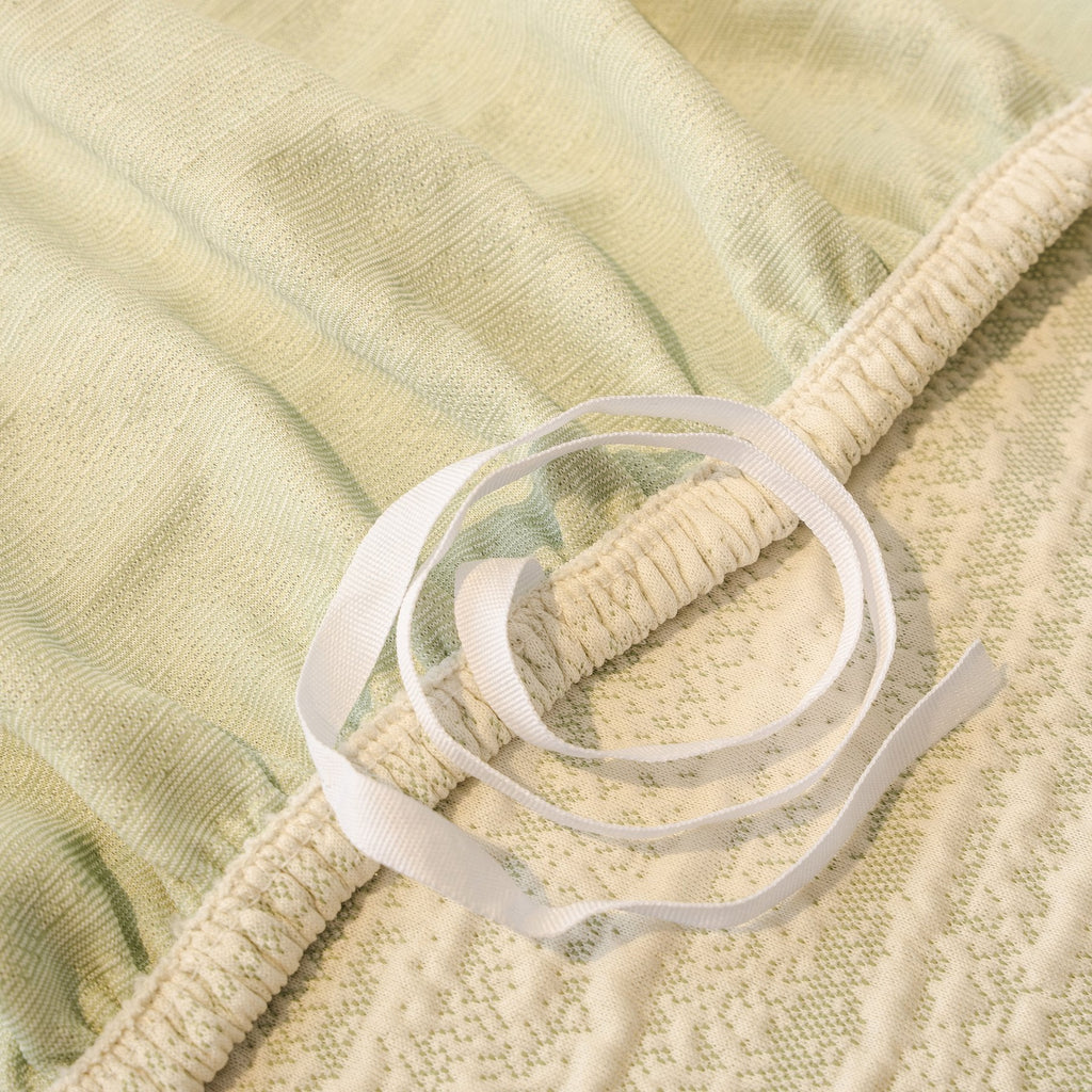 Ribbed Washable Sofa Cover, High Stretch Striped Couch Slipcover with Tie Straps