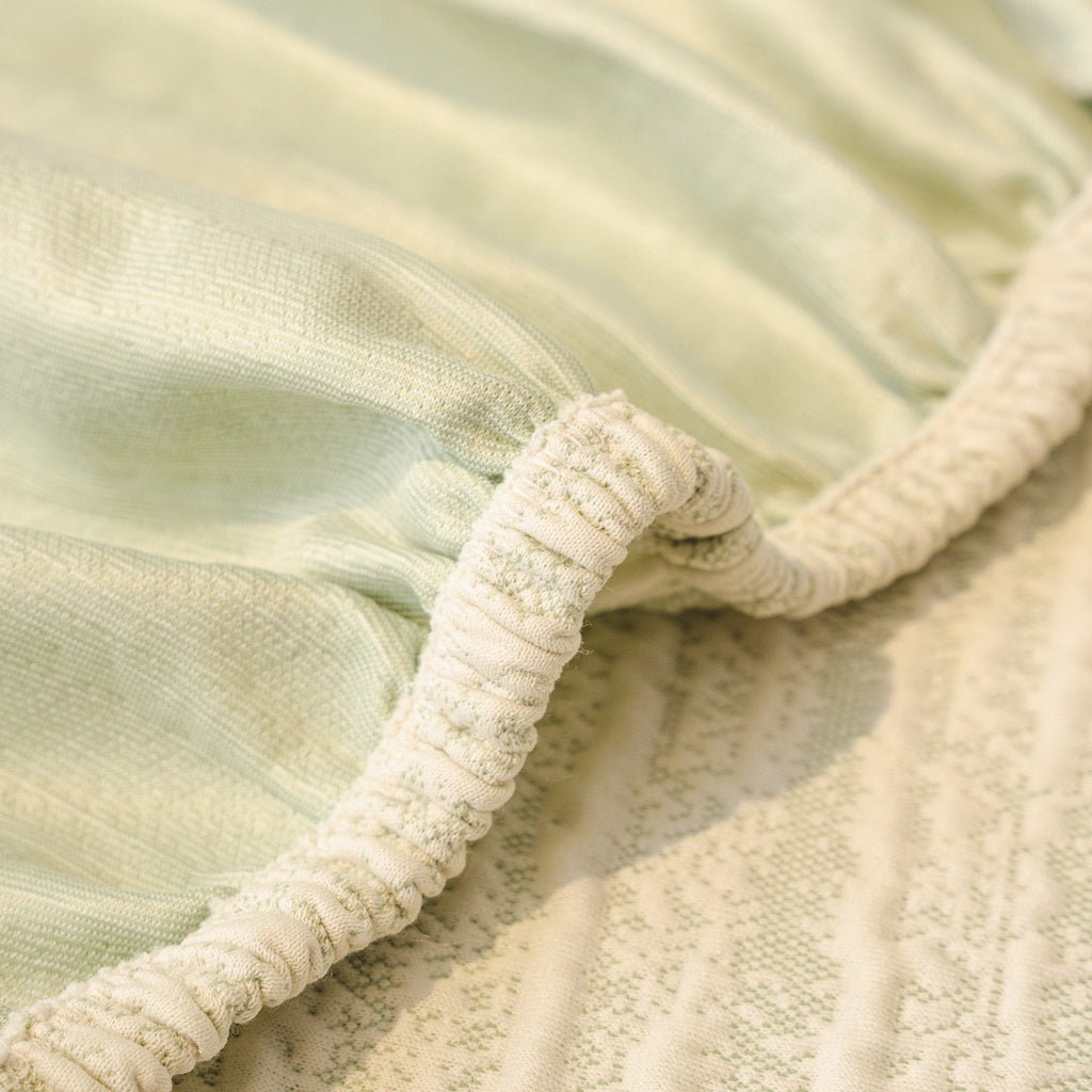 Ribbed Washable Sofa Cover, High Stretch Striped Couch Slipcover with Tie Straps