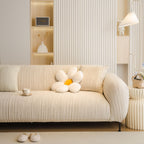 Ribbed Washable Sofa Cover, High Stretch Striped Couch Slipcover with Tie Straps