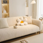 Ribbed Washable Sofa Cover, High Stretch Striped Couch Slipcover with Tie Straps