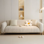 Ribbed Washable Sofa Cover, High Stretch Striped Couch Slipcover with Tie Straps