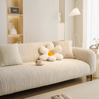 Ribbed Washable Sofa Cover, High Stretch Striped Couch Slipcover with Tie Straps