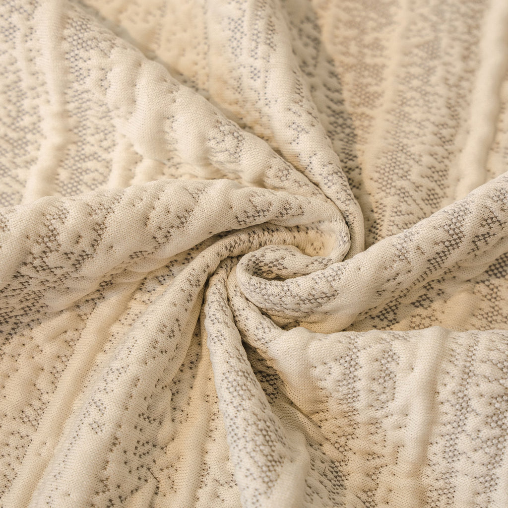 Ribbed Washable Sofa Cover, High Stretch Striped Couch Slipcover with Tie Straps