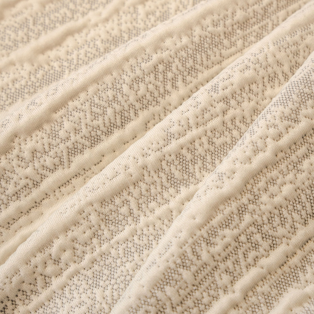 Ribbed Washable Sofa Cover, High Stretch Striped Couch Slipcover with Tie Straps