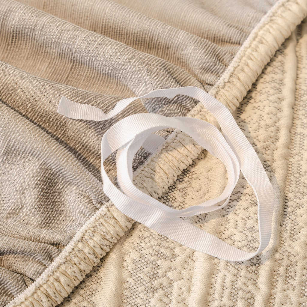 Ribbed Washable Sofa Cover, High Stretch Striped Couch Slipcover with Tie Straps