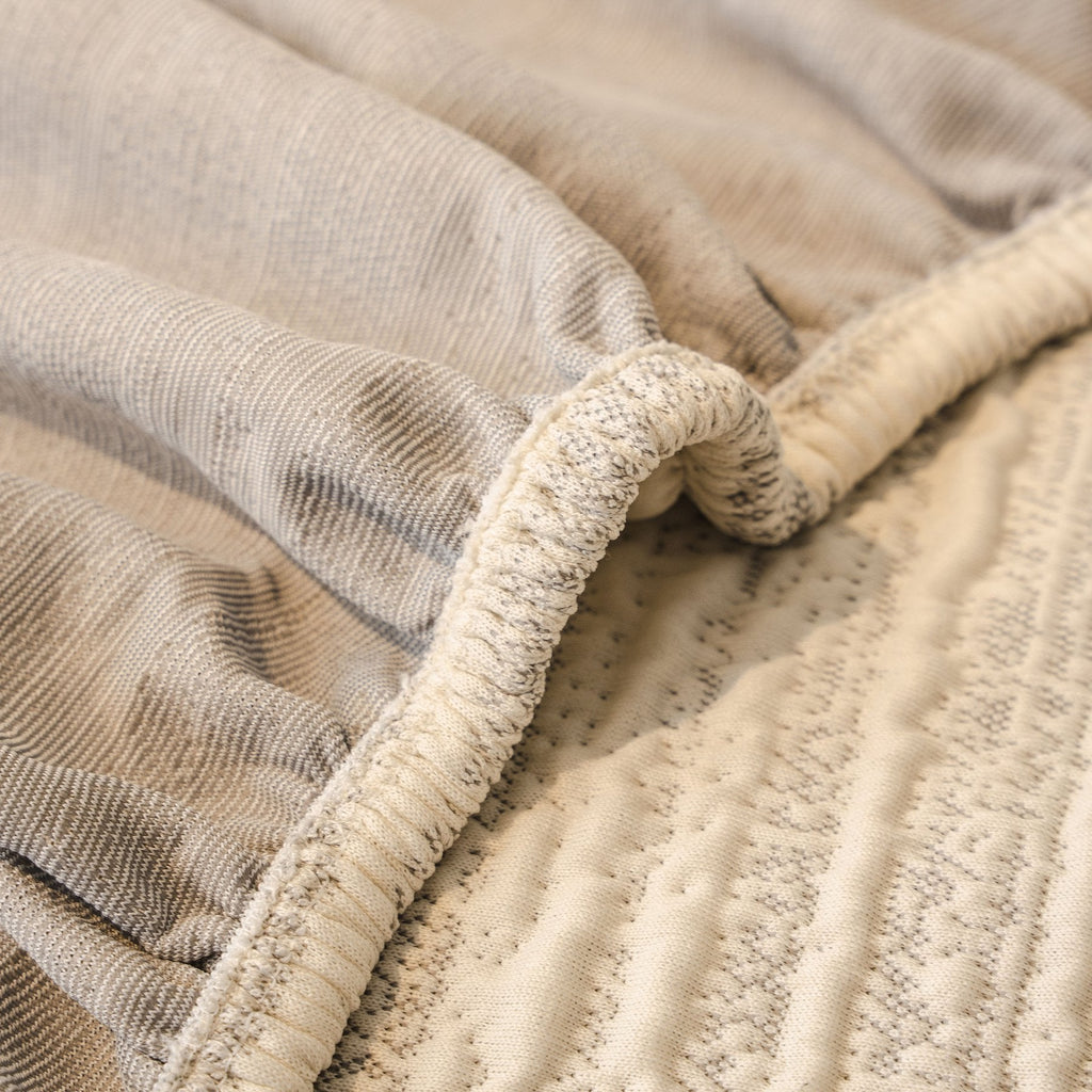 Ribbed Washable Sofa Cover, High Stretch Striped Couch Slipcover with Tie Straps