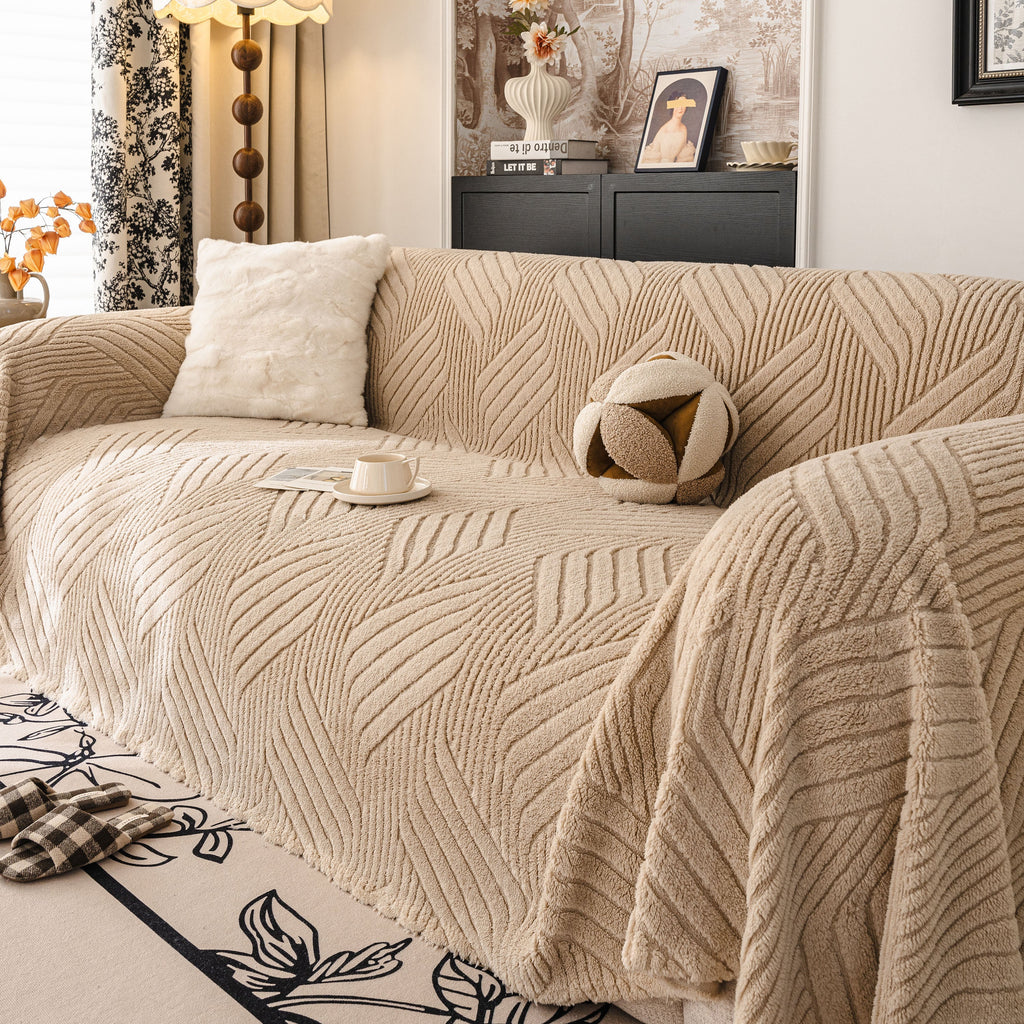 Plush Fleece Washable Sofa Throw Blanket, Soft & Cozy Furniture Protector for Couch