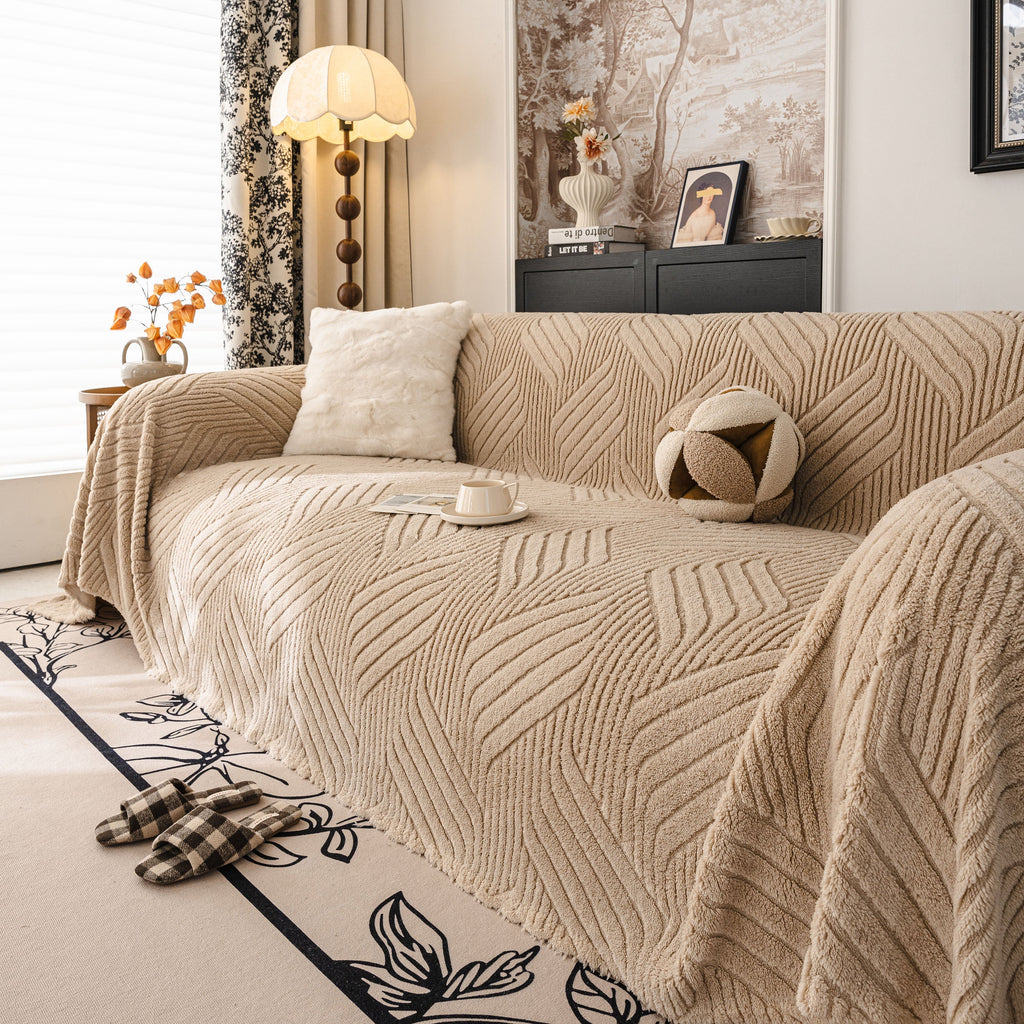 Plush Fleece Washable Sofa Throw Blanket, Soft & Cozy Furniture Protector for Couch