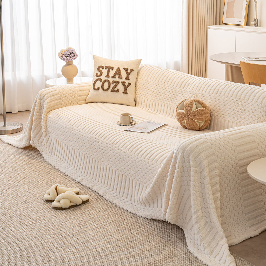 Boho 3D Geometric Throw Blanket for Couch, Luxurious Velvety Plush Fleece Sofa Cover