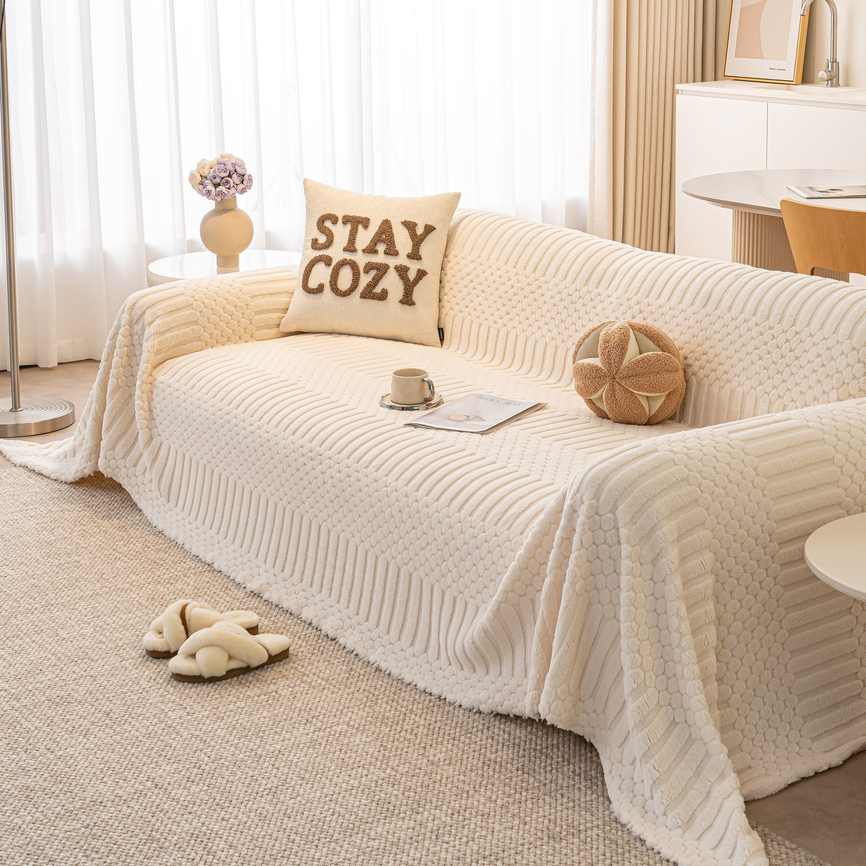 Boho 3D Geometric Throw Blanket for Couch, Luxurious Velvety Plush Fleece Sofa Cover