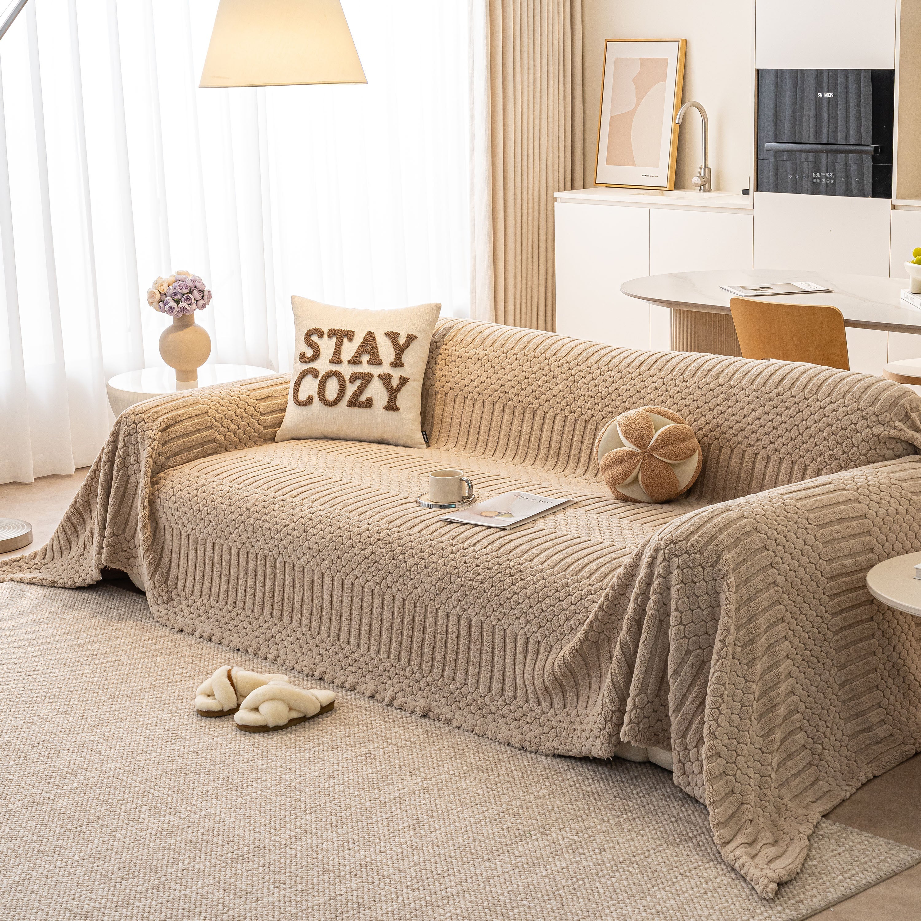 Boho 3D Geometric Throw Blanket for Couch, Luxurious Velvety Plush Fleece Sofa Cover