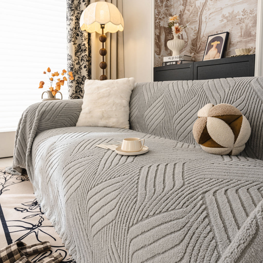 Plush Fleece Washable Sofa Throw Blanket, Soft & Cozy Furniture Protector for Couch