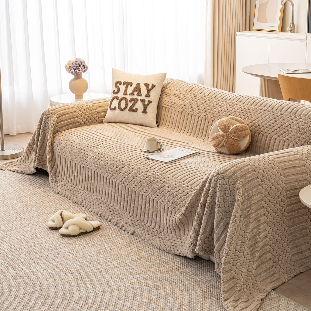 Boho 3D Geometric Throw Blanket for Couch, Luxurious Velvety Plush Fleece Sofa Cover
