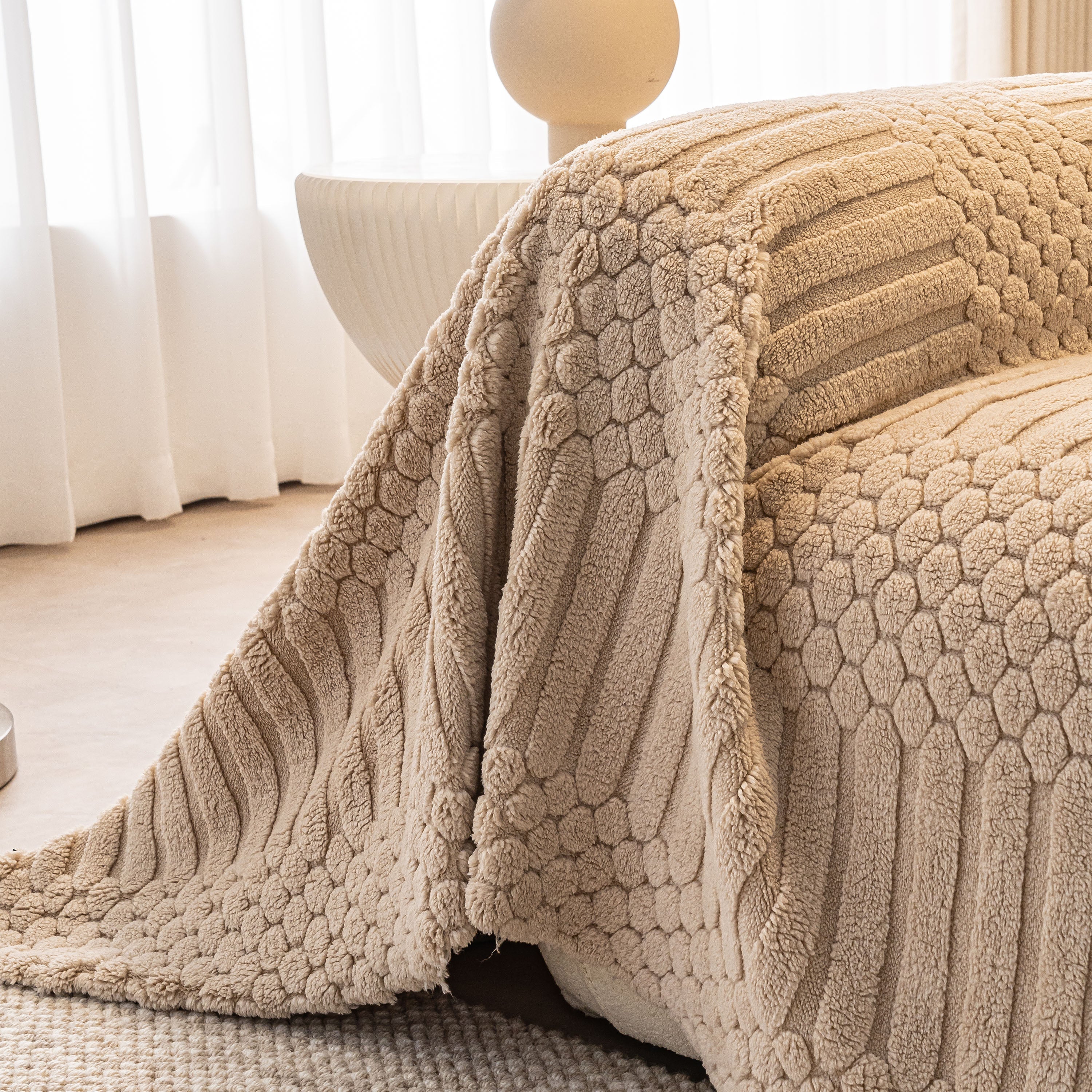 Boho 3D Geometric Throw Blanket for Couch, Luxurious Velvety Plush Fleece Sofa Cover