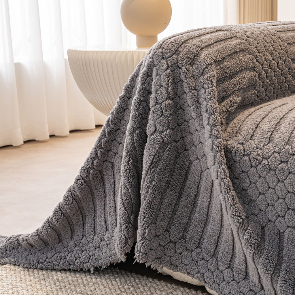 Boho 3D Geometric Throw Blanket for Couch, Luxurious Velvety Plush Fleece Sofa Cover