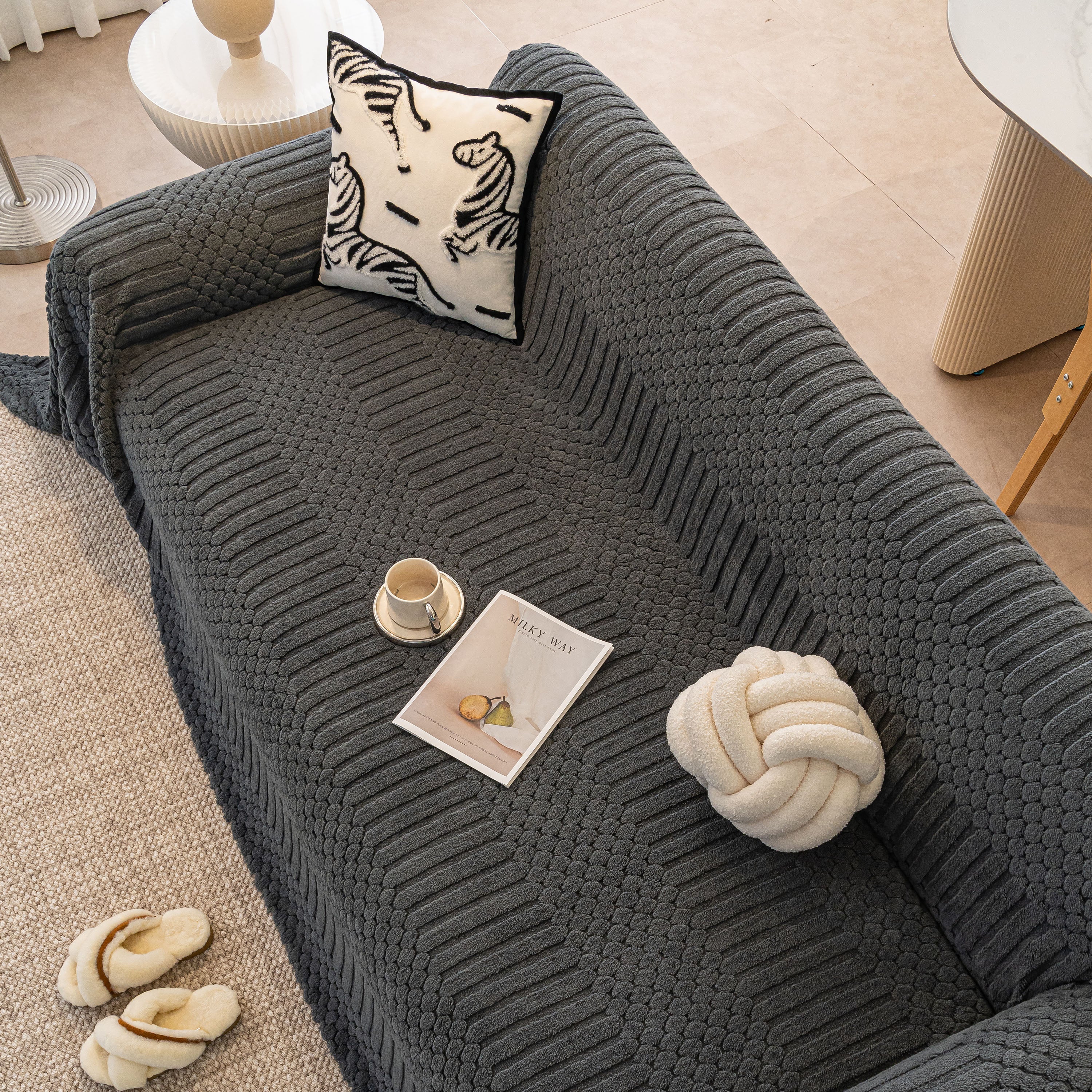 Boho 3D Geometric Throw Blanket for Couch, Luxurious Velvety Plush Fleece Sofa Cover