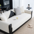 Geometric Textured Couch Slipcover Protector Non-Slip Ice Silk Sofa Cover for Couch