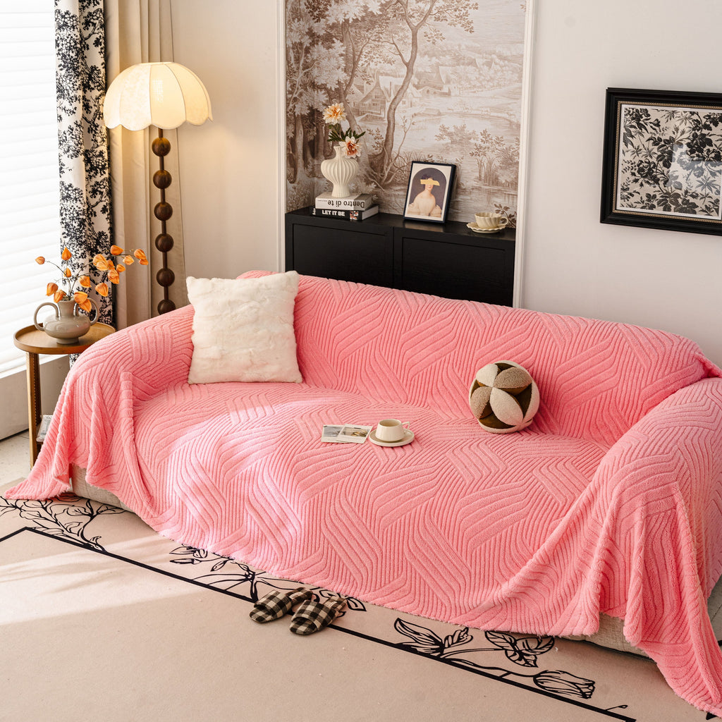Plush Fleece Washable Sofa Throw Blanket, Soft & Cozy Furniture Protector for Couch