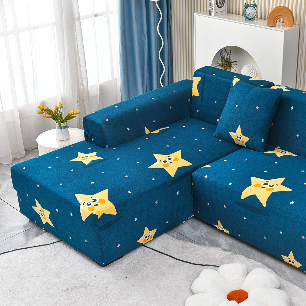 Boho Printed Sofa Slipcover, Stretch Furniture Protector for Sectional L-Shaped Sofa