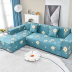 Boho Printed Sofa Slipcover, Stretch Furniture Protector for Sectional L-Shaped Sofa