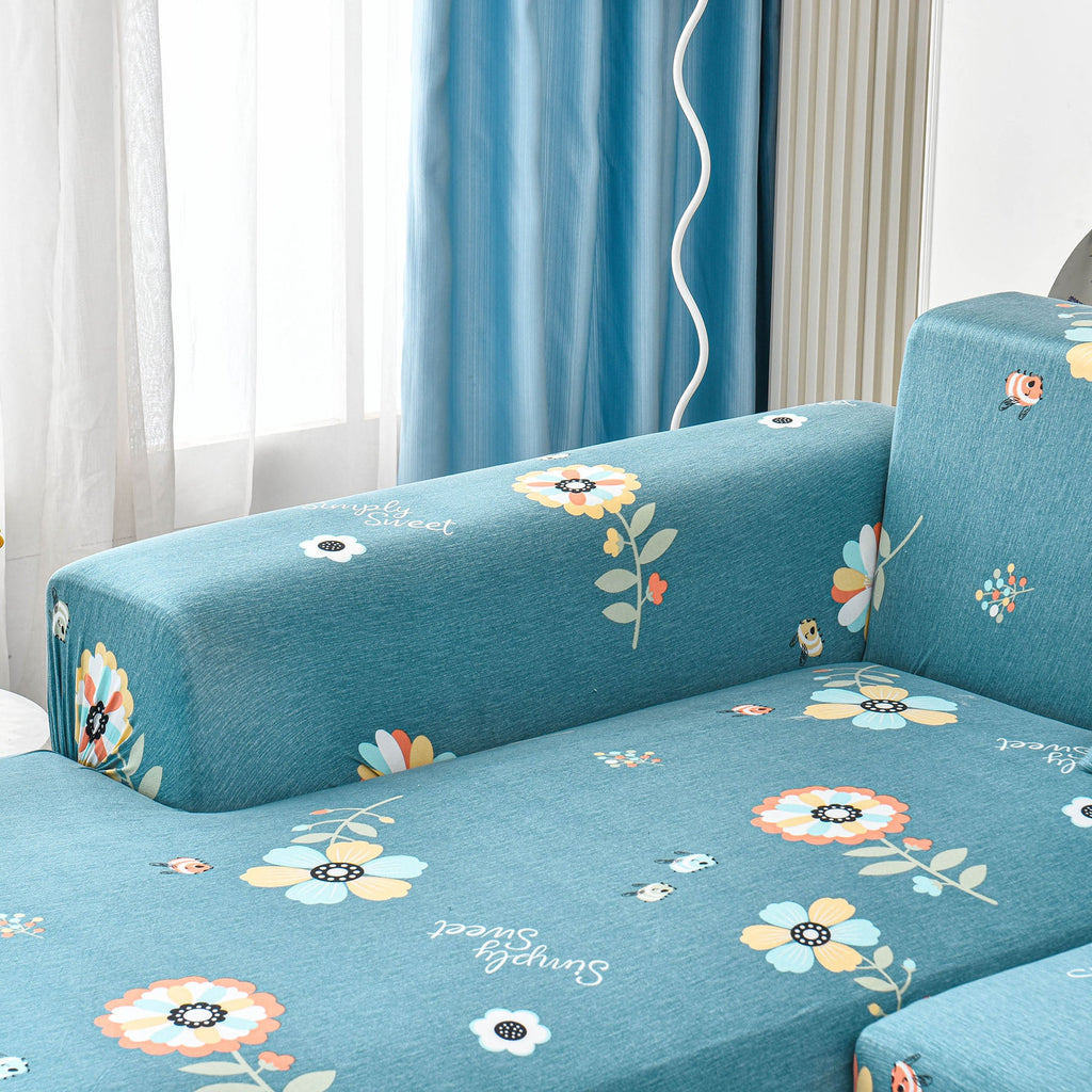 Boho Printed Sofa Slipcover, Stretch Furniture Protector for Sectional L-Shaped Sofa