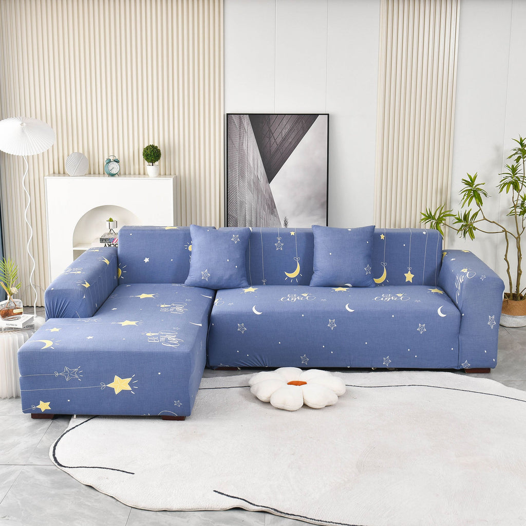 Boho Printed Sofa Slipcover, Stretch Furniture Protector for Sectional L-Shaped Sofa