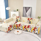 Boho Printed Sofa Slipcover, Stretch Furniture Protector for Sectional L-Shaped Sofa