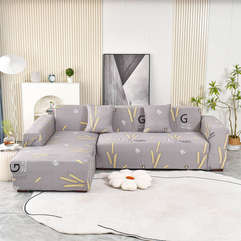 Boho Printed Sofa Slipcover, Stretch Furniture Protector for Sectional L-Shaped Sofa