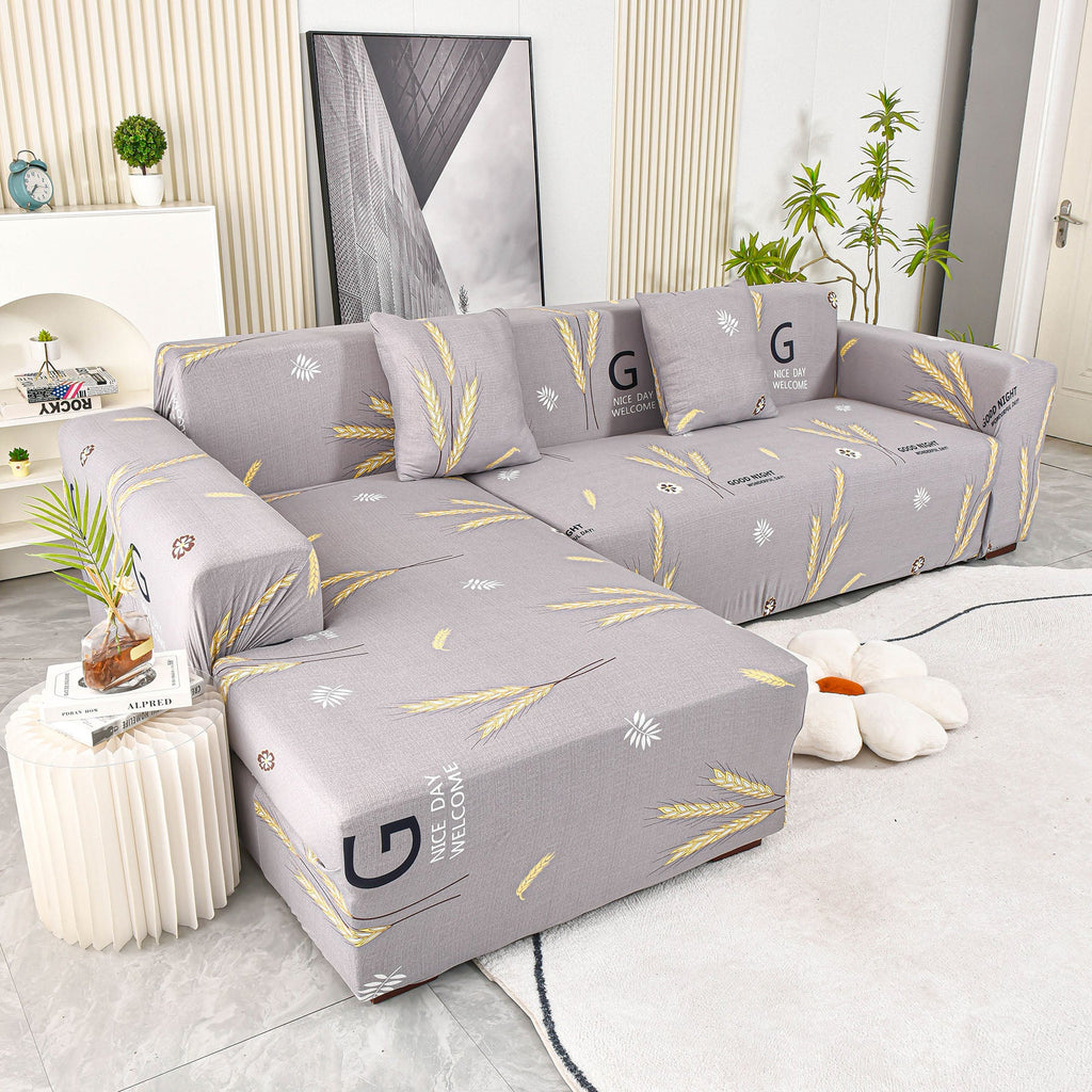 Boho Printed Sofa Slipcover, Stretch Furniture Protector for Sectional L-Shaped Sofa