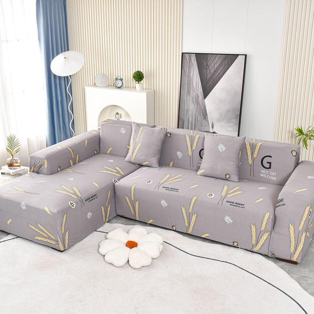 Boho Printed Sofa Slipcover, Stretch Furniture Protector for Sectional L-Shaped Sofa