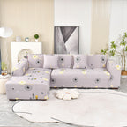 Boho Printed Sofa Slipcover, Stretch Furniture Protector for Sectional L-Shaped Sofa