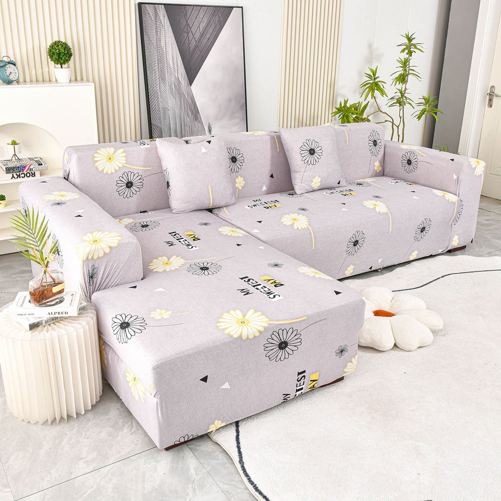 Boho Printed Sofa Slipcover, Stretch Furniture Protector for Sectional L-Shaped Sofa