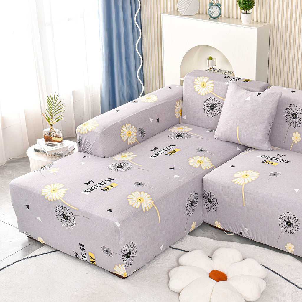 Boho Printed Sofa Slipcover, Stretch Furniture Protector for Sectional L-Shaped Sofa