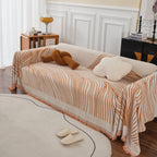 Chenille Striped Sofa Throw Blanket, Furniture Throw Covers Living Room Couch Cover
