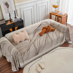 Chenille Striped Sofa Throw Blanket, Furniture Throw Covers Living Room Couch Cover